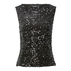 PIECES Kam Top - Sort / Black Sequins