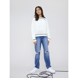 LMTD Letdizza Denim Højtaljede Bukser - Medium Blue Denim