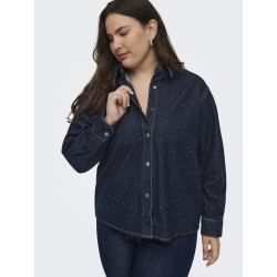 ONLY CARMAKOMA Maggie May L/S Denim Skjorte - Dark Blue Denim