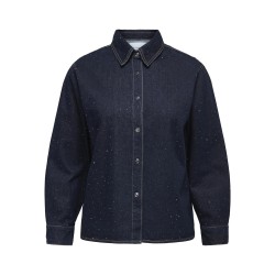 ONLY CARMAKOMA Maggie May L/S Denim Skjorte - Dark Blue Denim