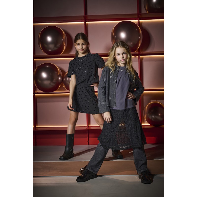 KIDS ONLY Grace Heart Denim Skjorte - Washed Black