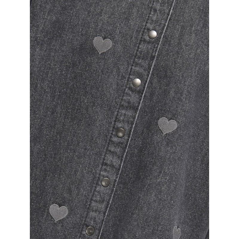 KIDS ONLY Grace Heart Denim Skjorte - Washed Black