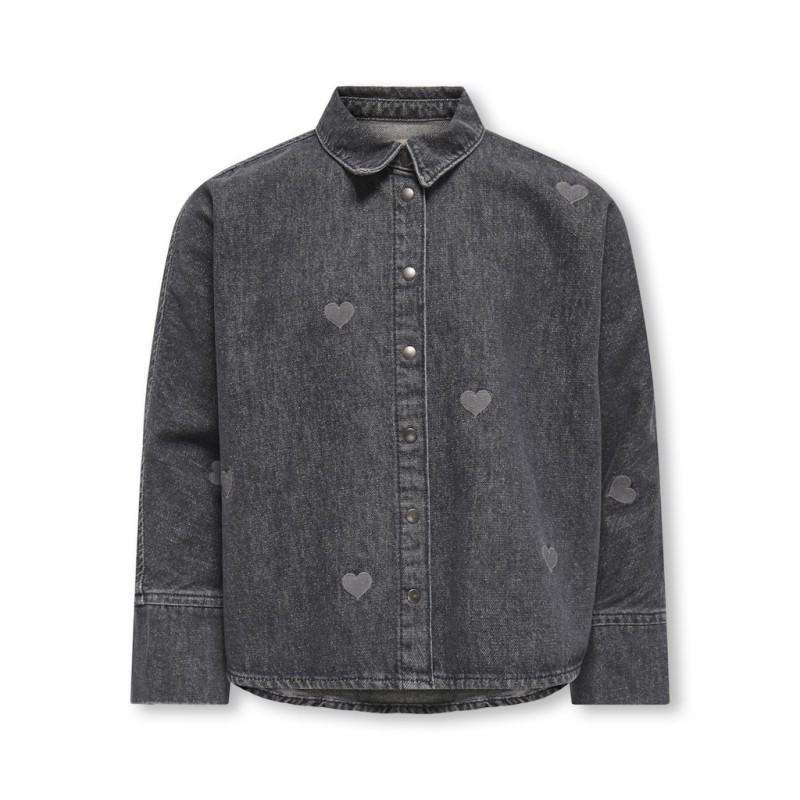 KIDS ONLY Grace Heart Denim Skjorte - Washed Black