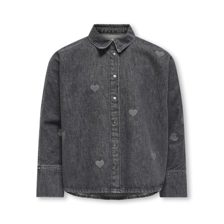 KIDS ONLY Grace Heart Denim Skjorte - Washed Black