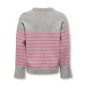 KIDS ONLY Billa L/S Strik Pullover - Medium Grey Melange / Pink Lemonade