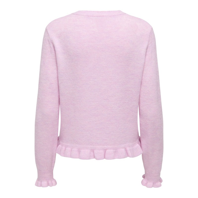 JDY Letty L/S Strik Cardigan Med Flæser - Pink Lady
