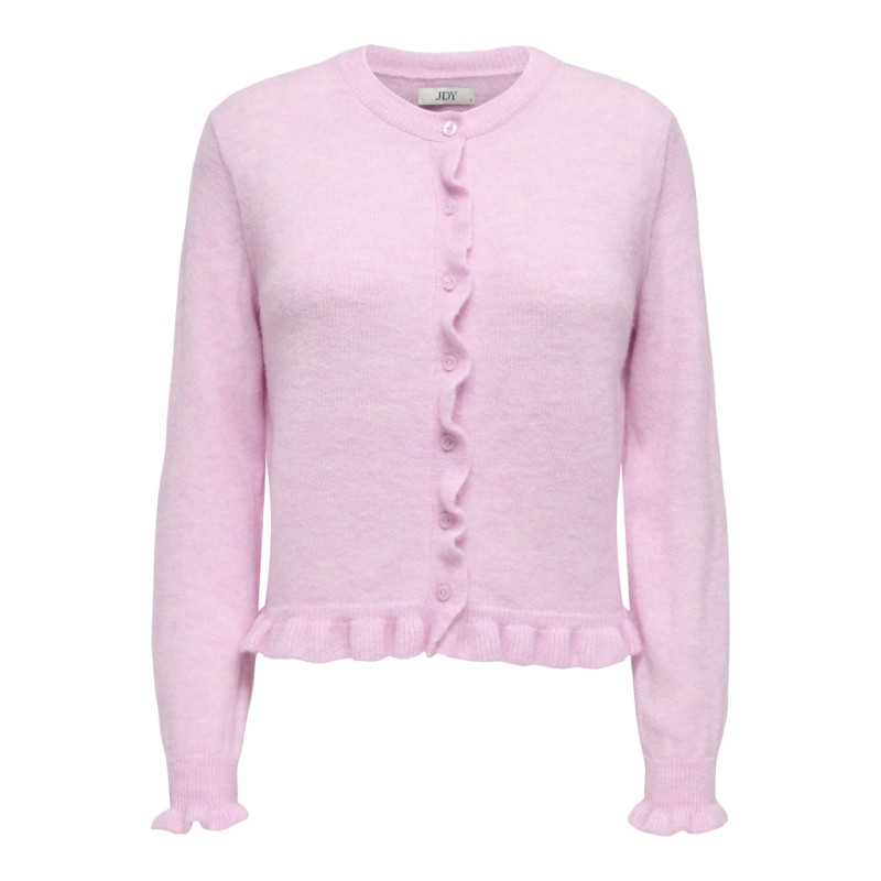 JDY Letty L/S Strik Cardigan Med Flæser - Pink Lady