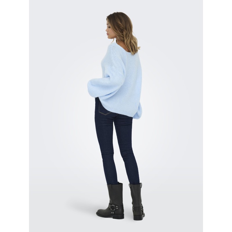 JDY Dinea L/S Vendbar Strik Pullover - Cashmere Blue