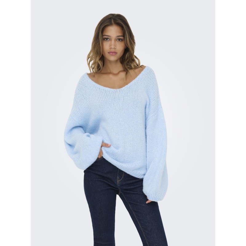 JDY Dinea L/S Vendbar Strik Pullover - Cashmere Blue