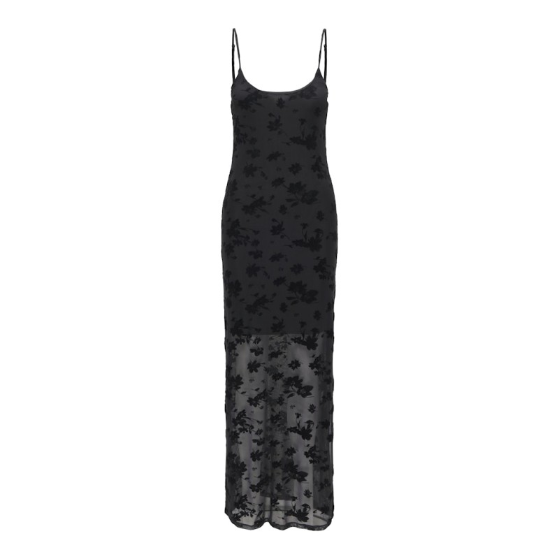 JDY Ruby S/L Mesh Maxi Kjole - Sort