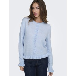JDY Letty L/S Strik Cardigan Med Flæser - Cashmere Blue