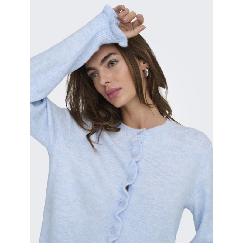 JDY Letty L/S Strik Cardigan Med Flæser - Cashmere Blue