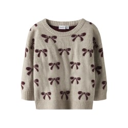 NAME IT MINI Senya L/S Strik Sweater - Cement