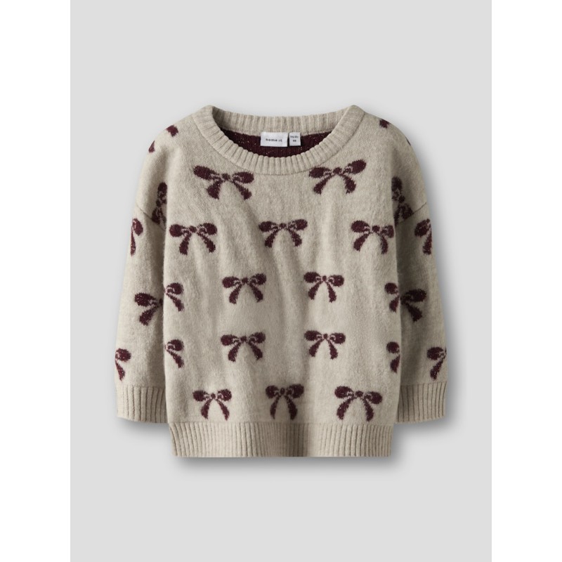NAME IT MINI Senya L/S Strik Sweater - Cement