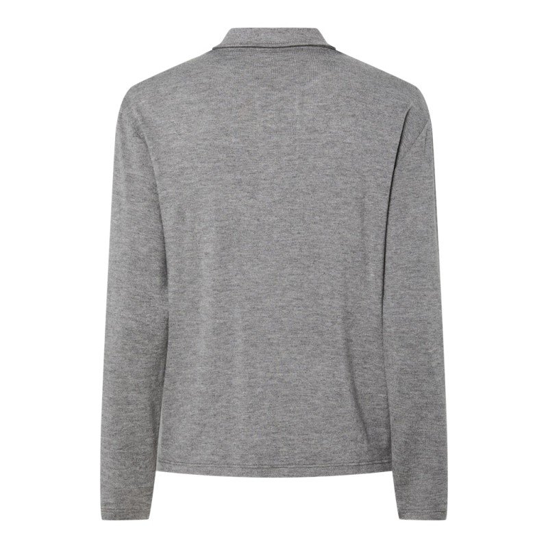 PIECES Ritt L/S Polo - Medium Grey Melange