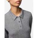 PIECES Ritt L/S Polo - Medium Grey Melange