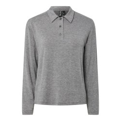 PIECES Ritt L/S Polo - Medium Grey Melange