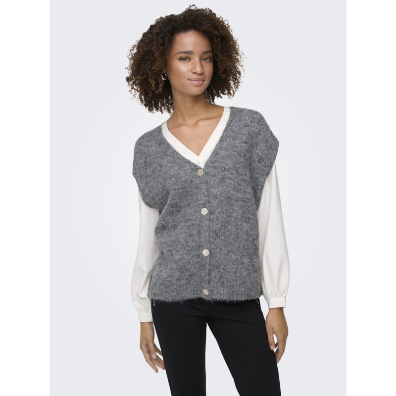 ONLY Azu Strik Vest - Dark Grey Melange