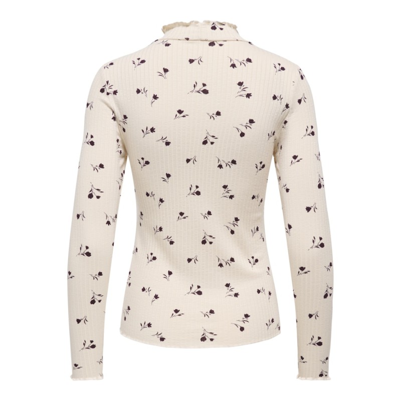 JDY Fransiska L/S Bluse - Whitecap Gray / Winetasting Flower