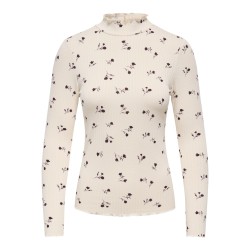 JDY Fransiska L/S Bluse - Whitecap Gray / Winetasting Flower