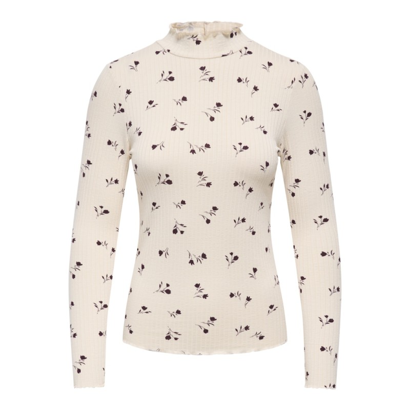 JDY Fransiska L/S Bluse - Whitecap Gray / Winetasting Flower