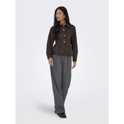 ONLY Mira L/S Imiteret Ruskind Skjorte - Coffee Bean
