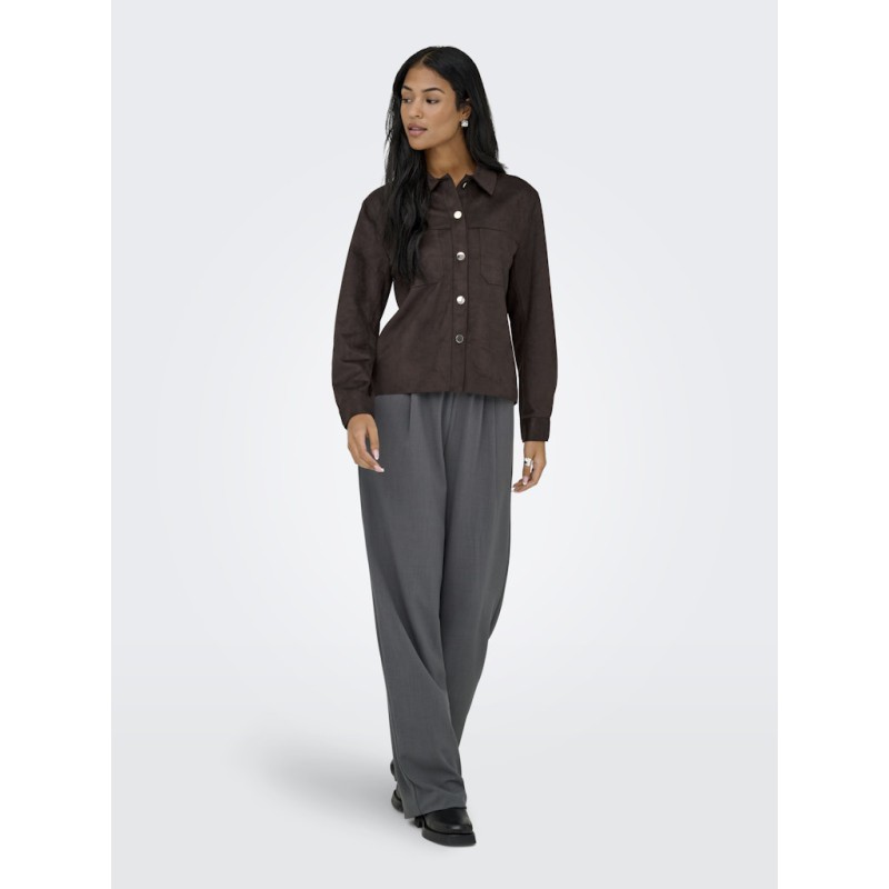 ONLY Mira L/S Imiteret Ruskind Skjorte - Coffee Bean