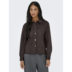 ONLY Mira L/S Imiteret Ruskind Skjorte - Coffee Bean