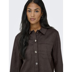 ONLY Mira L/S Imiteret Ruskind Skjorte - Coffee Bean