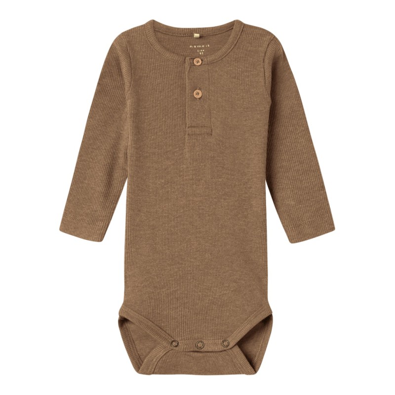 NAME IT BABY Kab L/S Bodystocking - Toasted Coconut