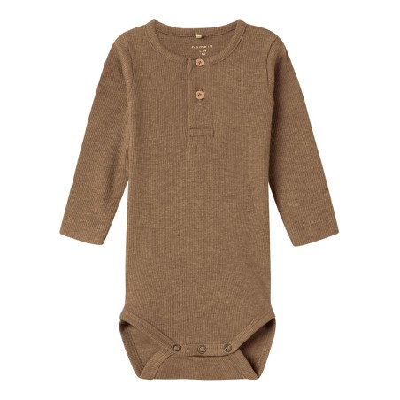 NAME IT BABY Kab L/S Bodystocking - Toasted Coconut