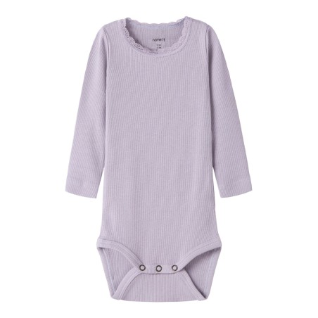 NAME IT Baby Kab L/S Bodystocking - Lavender Gray