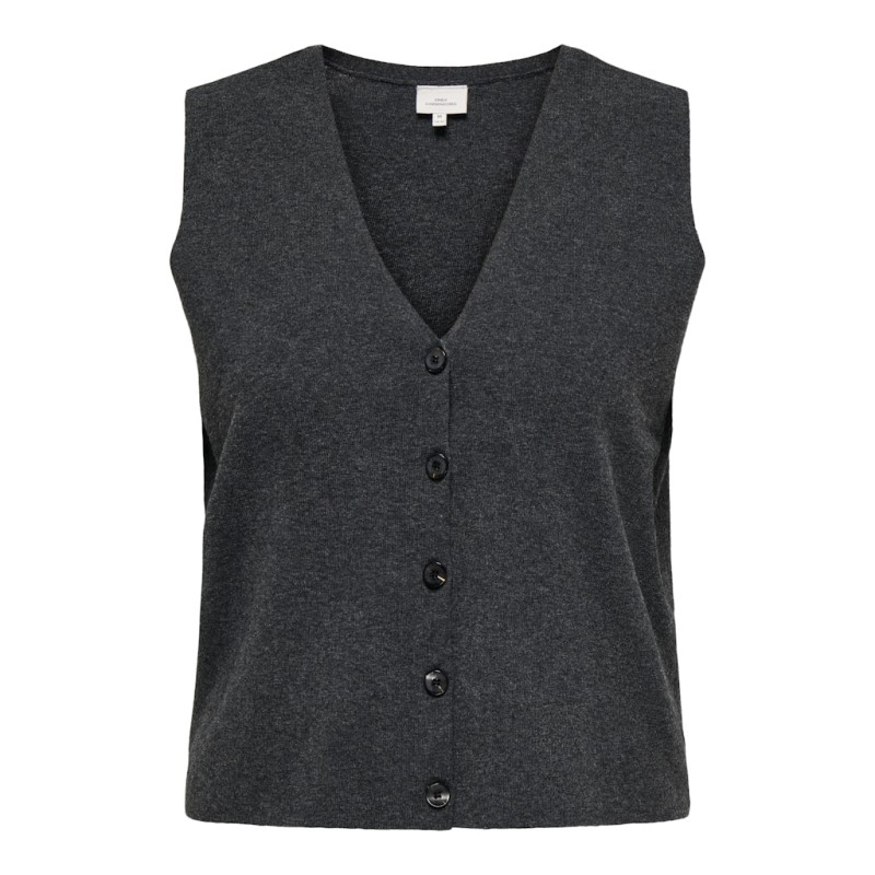 ONLY CARMAKOMA Betina Strik Vest - Dark Grey Melange