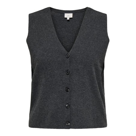 ONLY CARMAKOMA Betina Strik Vest - Dark Grey Melange
