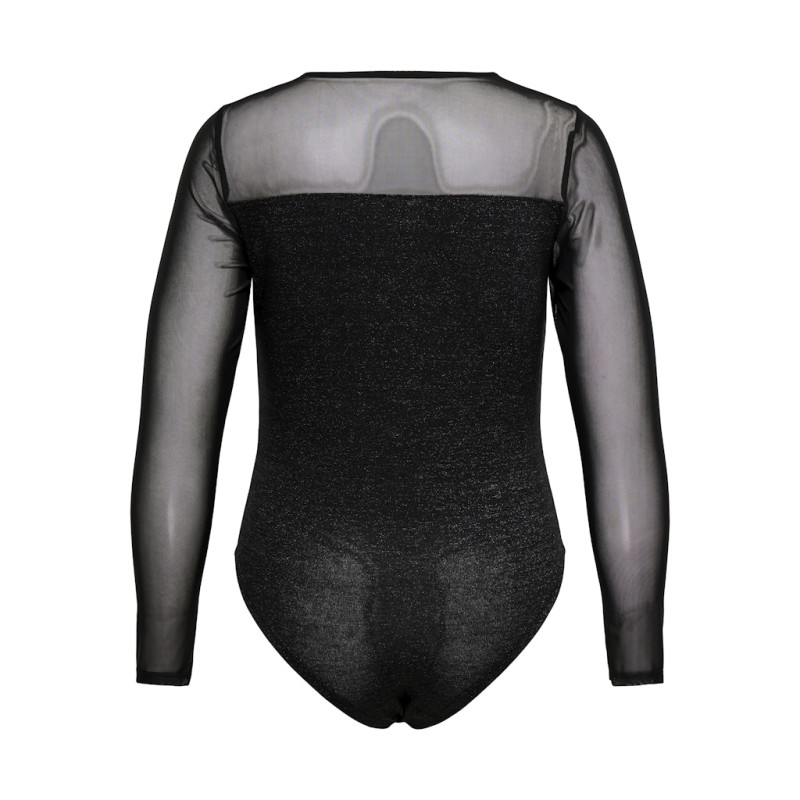 ONLY CARMAKOMA Esther Glitter L/S Bodystocking - Sort