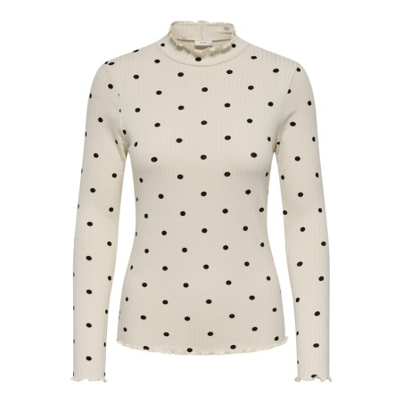 JDY Fransiska L/S Bluse - Whitecap Gray / Chocolate Torte Dots