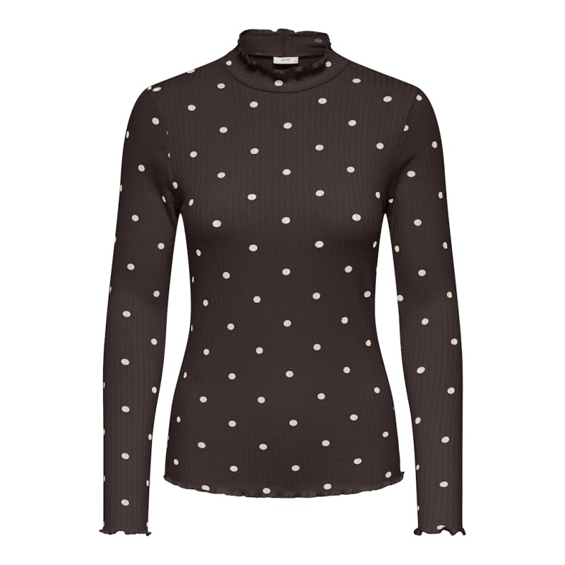 JDY Fransiska L/S Bluse - Chocolate Torte / Sandshell Dots