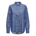 JDY Love L/S Broderet Skjorte - Medium Blue Denim / Heart