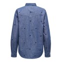 JDY Love L/S Broderet Skjorte - Medium Blue Denim / Heart
