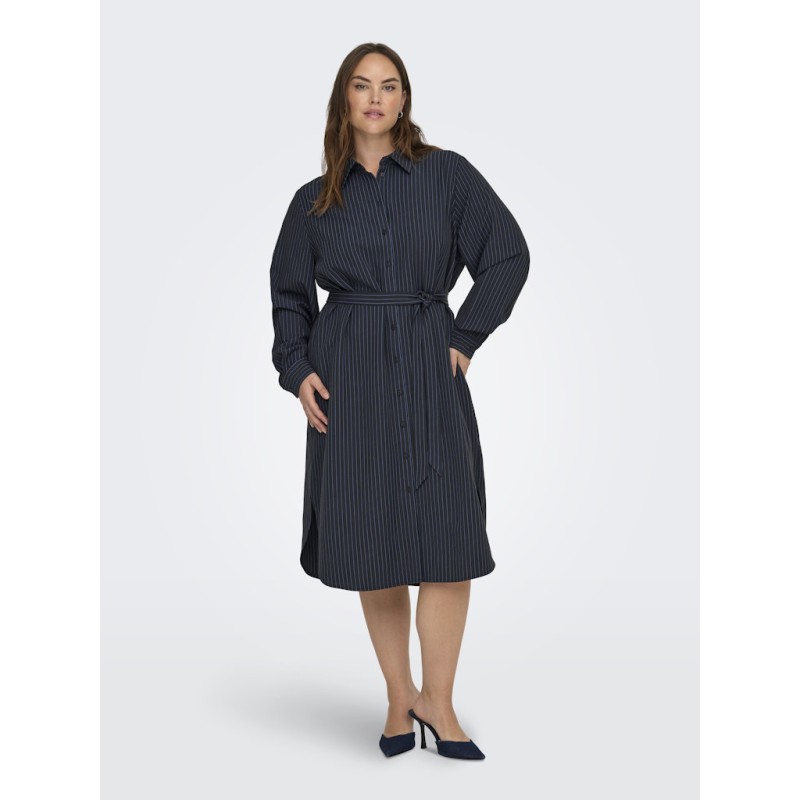 ONLY CARMAKOMA Krimmi L/S Skjortekjole - Naval Academy / Stripes
