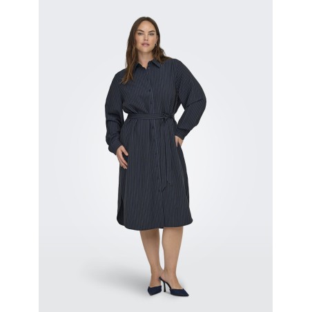 ONLY CARMAKOMA Krimmi L/S Skjortekjole - Naval Academy / Stripes