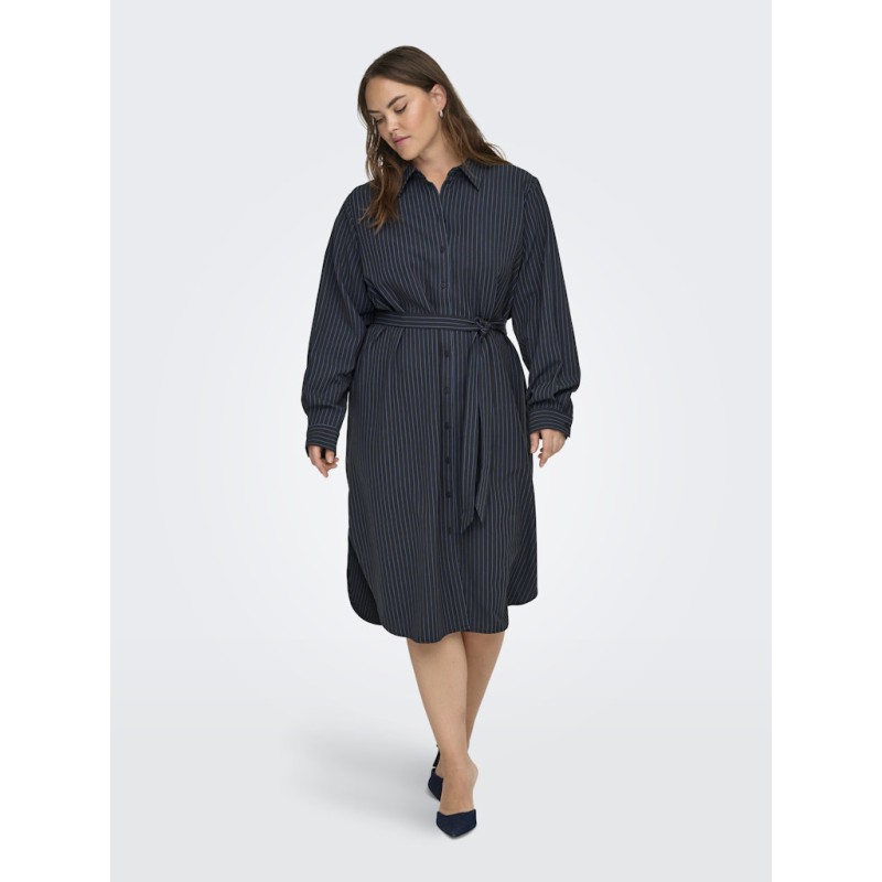 ONLY CARMAKOMA Krimmi L/S Skjortekjole - Naval Academy / Stripes