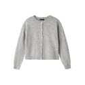 LMTD pige - Lodet langærmet kort strik cardigan - Light Grey Melange