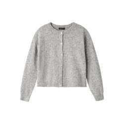 LMTD pige - Lodet langærmet kort strik cardigan - Light Grey Melange