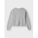 LMTD pige - Lodet langærmet kort strik cardigan - Light Grey Melange