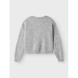 LMTD pige - Lodet langærmet kort strik cardigan - Light Grey Melange