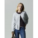 LMTD pige - Lodet langærmet kort strik cardigan - Light Grey Melange