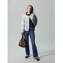 LMTD pige - Lodet langærmet kort strik cardigan - Light Grey Melange