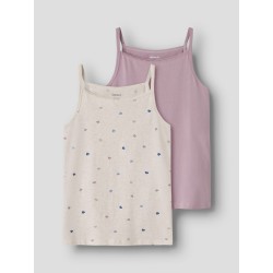 NAME IT Kids Hjerte Strop Top 2-Pak - Peyote Melange