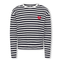 KIDS ONLY Livina L/S Stribet Bluse - Sort
